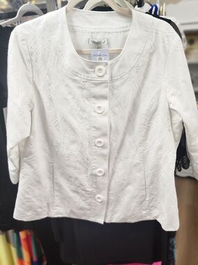 Coldwater Creek White Textured Button Jacket